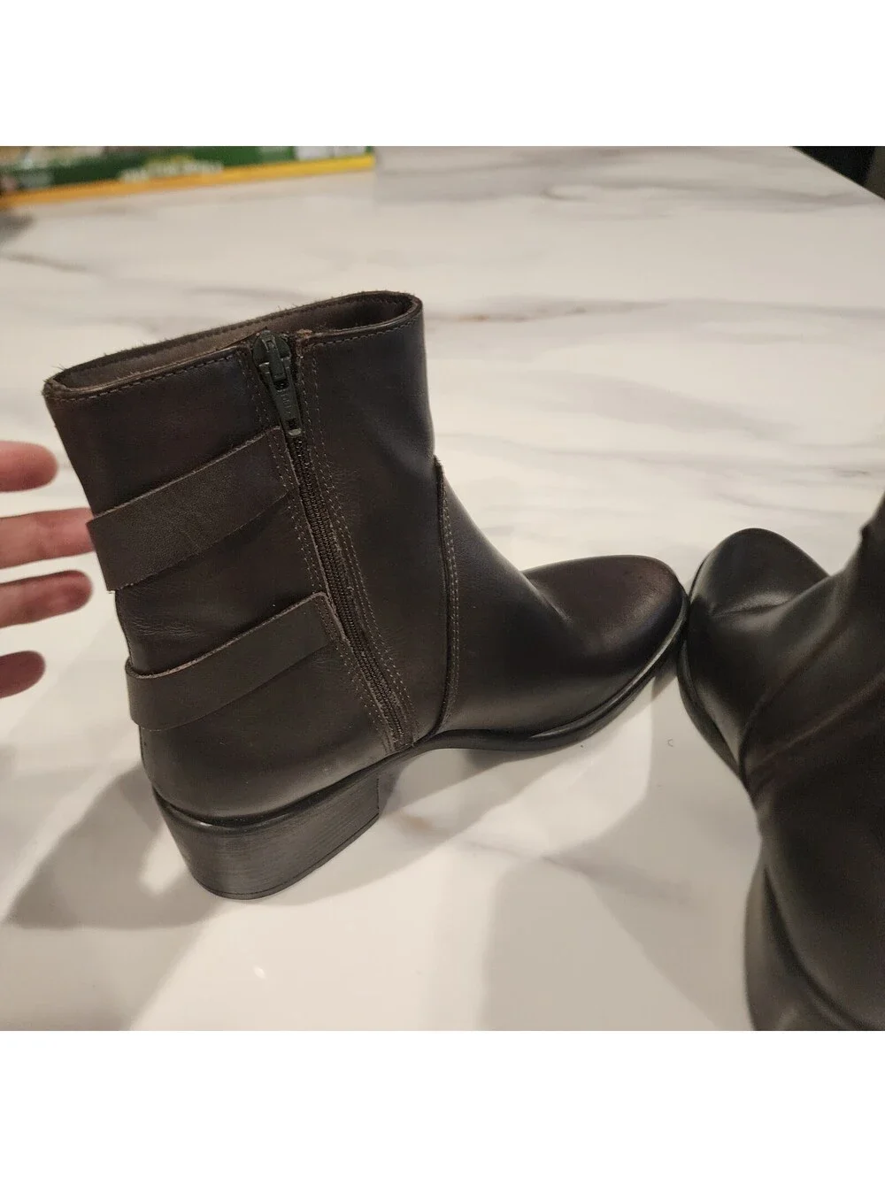 NEW Emanuele Crasto Brown Italian Leather Double Buckle Ankle Boots Size 8